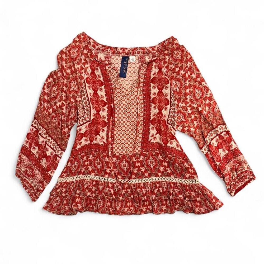 Blue-rain Women's Red and Orange Blouse